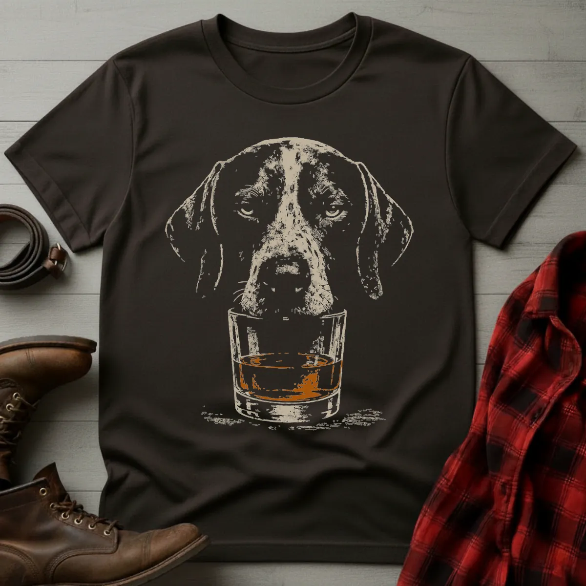 Whiskey Dog German Shorthaired Pointer Grunge T-Shirt