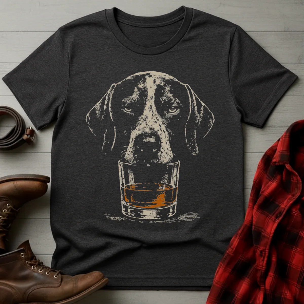 Whiskey Dog German Shorthaired Pointer Grunge T-Shirt