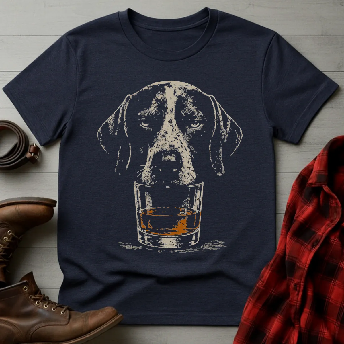 Whiskey Dog German Shorthaired Pointer Grunge T-Shirt