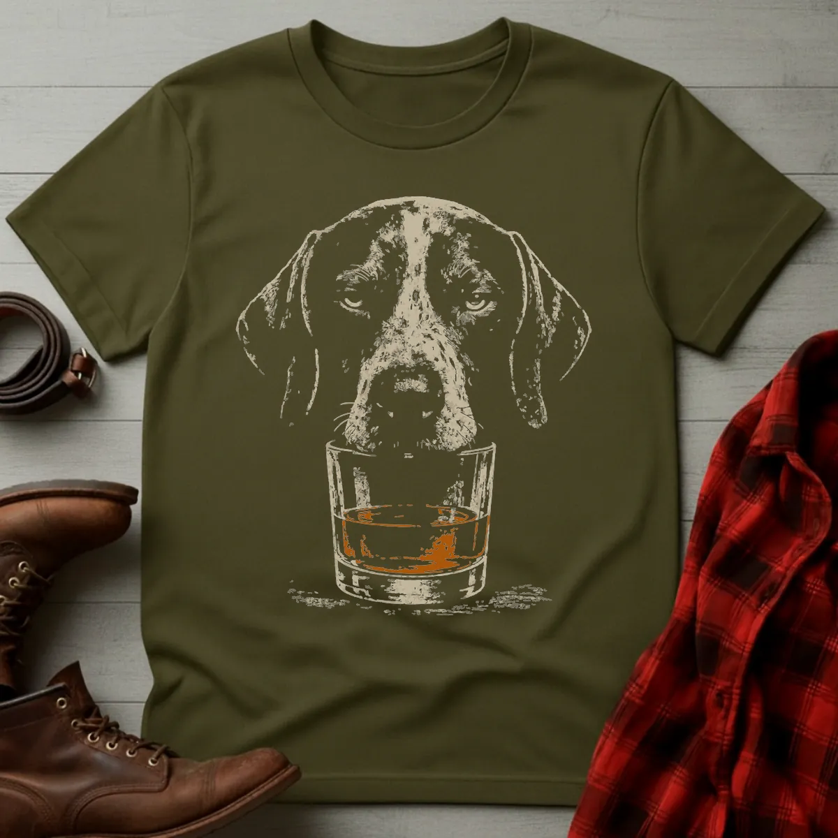 Whiskey Dog German Shorthaired Pointer Grunge T-Shirt
