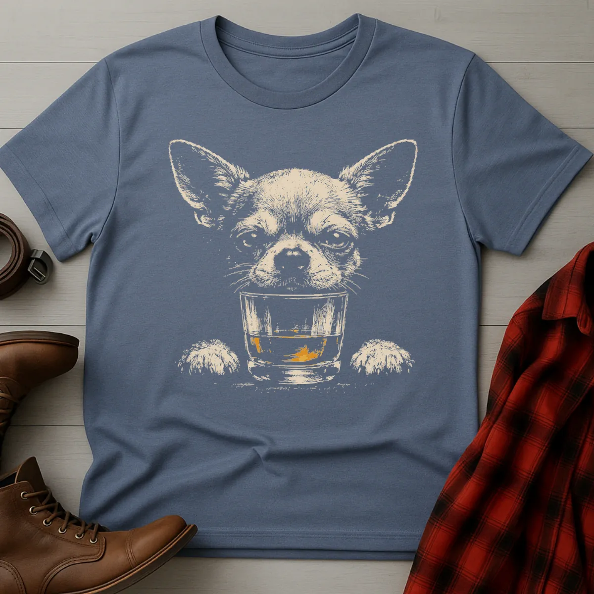 Whiskey Dog Chihuahua Grunge T-Shirt