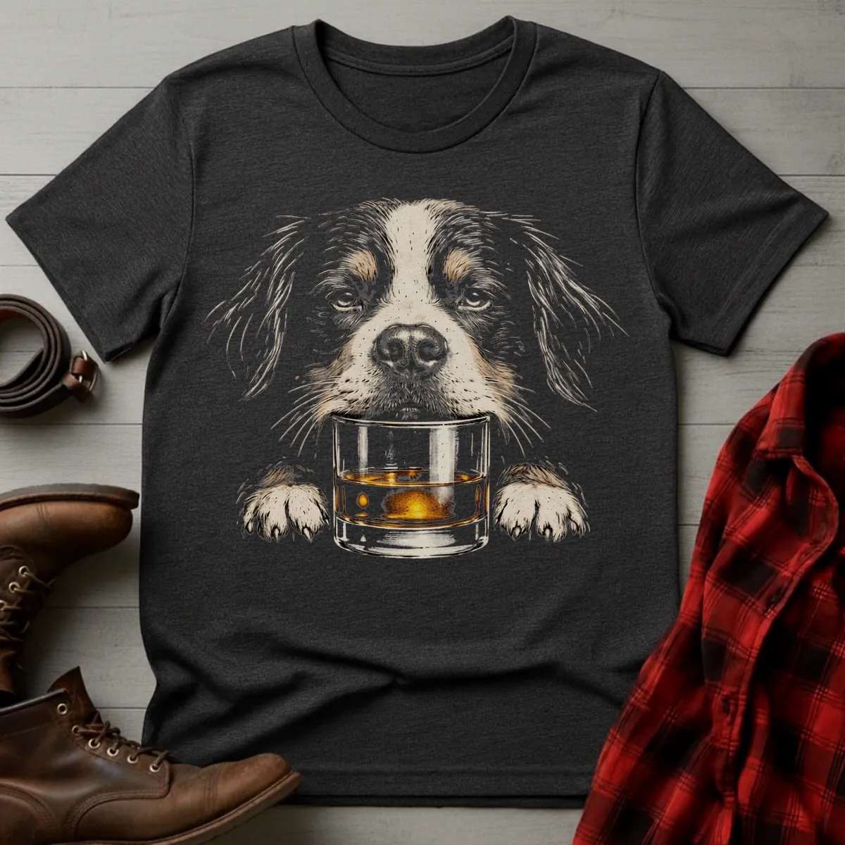 Bernese Mountain Dog Grunge Whiskey T-Shirt