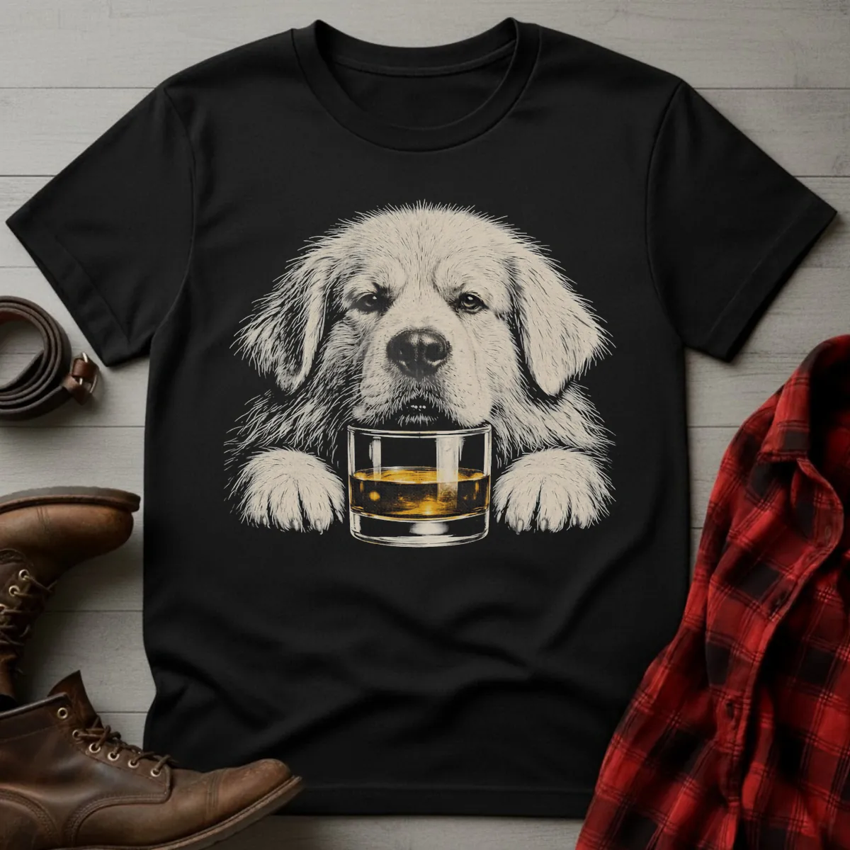Whiskey Dog Great Pyrenees Grunge T-Shirt
