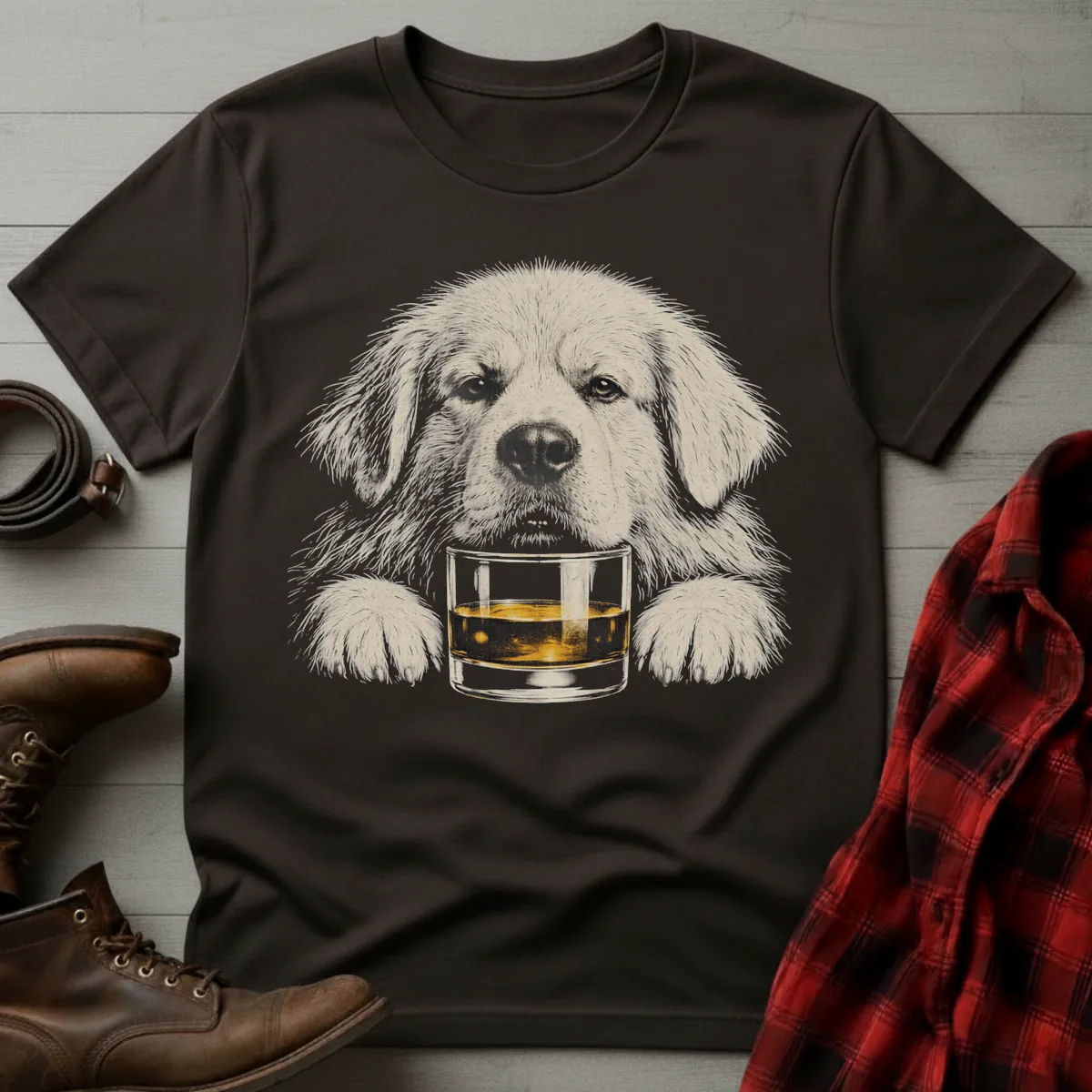 Whiskey Dog Great Pyrenees Grunge T-Shirt