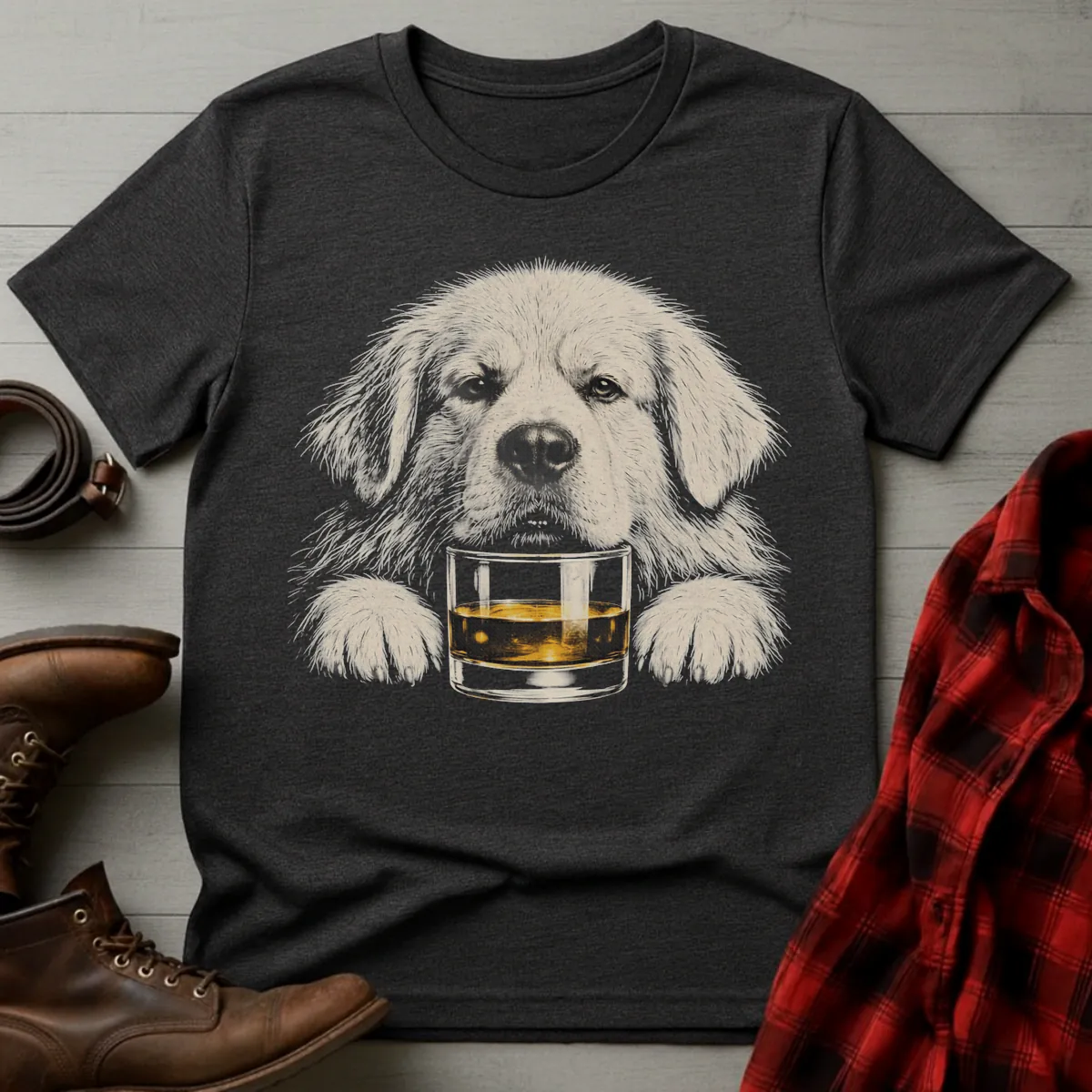 Whiskey Dog Great Pyrenees Grunge T-Shirt