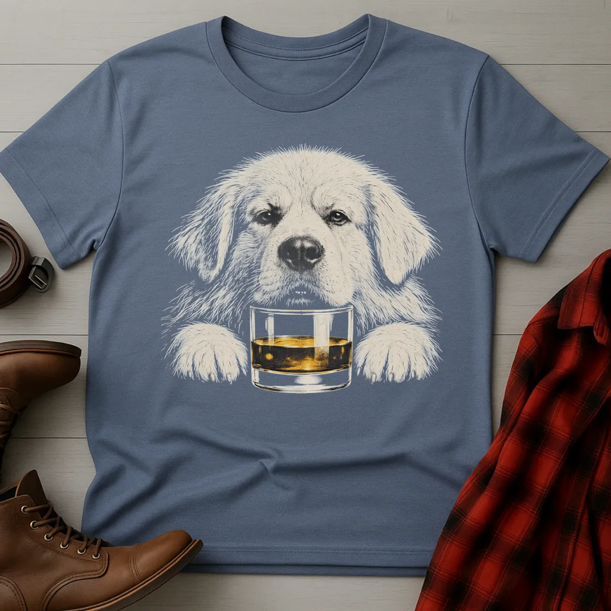 Whiskey Dog Great Pyrenees Grunge T-Shirt