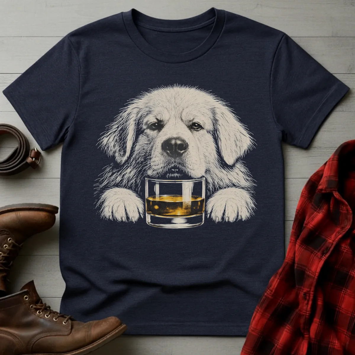 Whiskey Dog Great Pyrenees Grunge T-Shirt