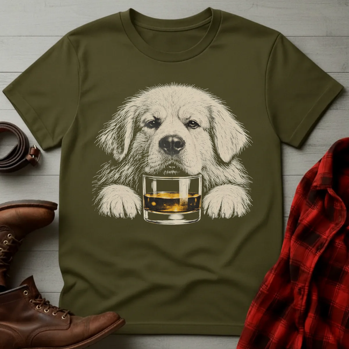 Whiskey Dog Great Pyrenees Grunge T-Shirt
