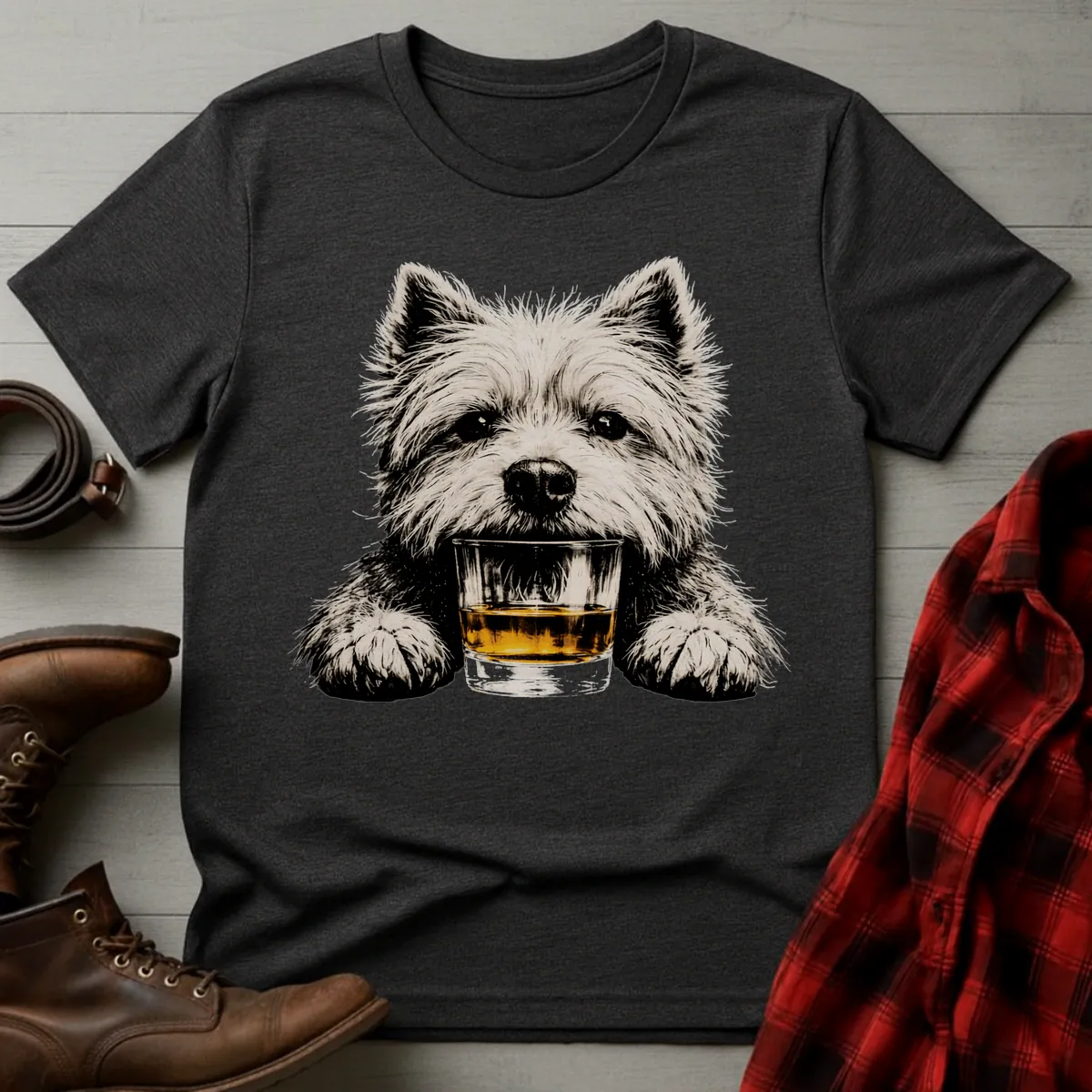 Whiskey Dog Westie Grunge T-Shirt