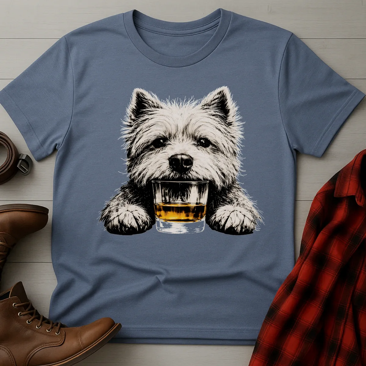 Whiskey Dog Westie Grunge T-Shirt