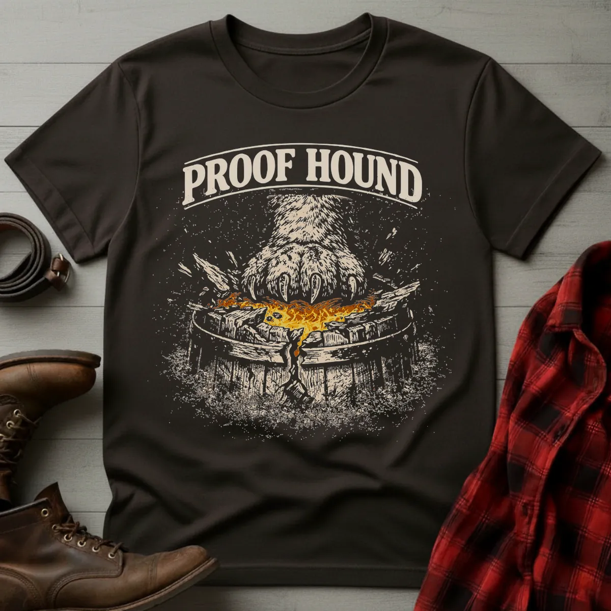 Bourbon Proof Hound Barrel Crusher T-Shirt