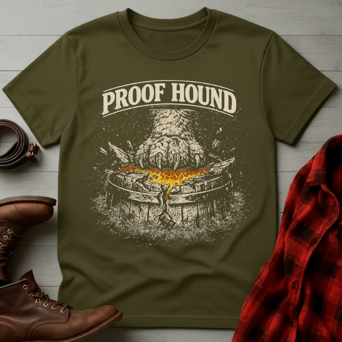 Bourbon Proof Hound Barrel Crusher T-Shirt