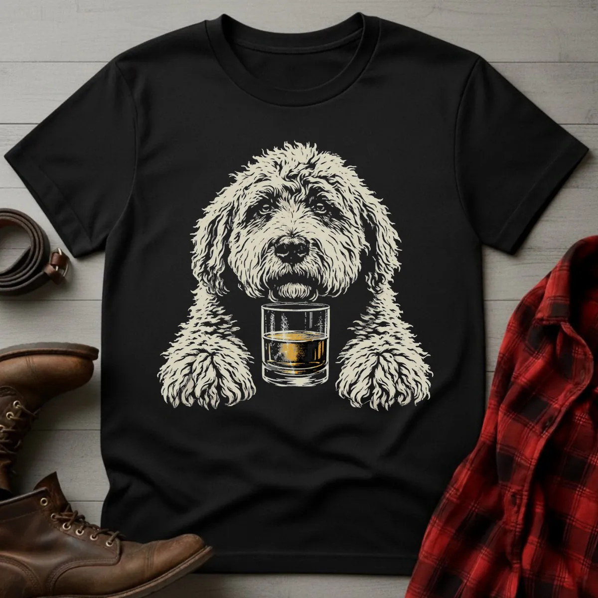 Whiskey Dog Labradoodle Grunge T-Shirt