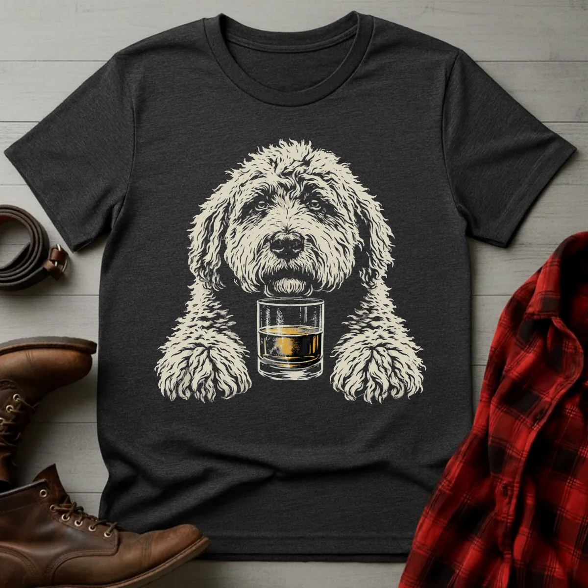 Whiskey Dog Labradoodle Grunge T-Shirt