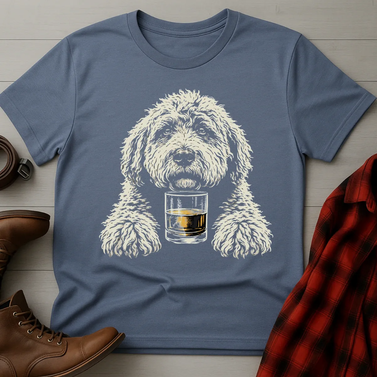 Whiskey Dog Labradoodle Grunge T-Shirt