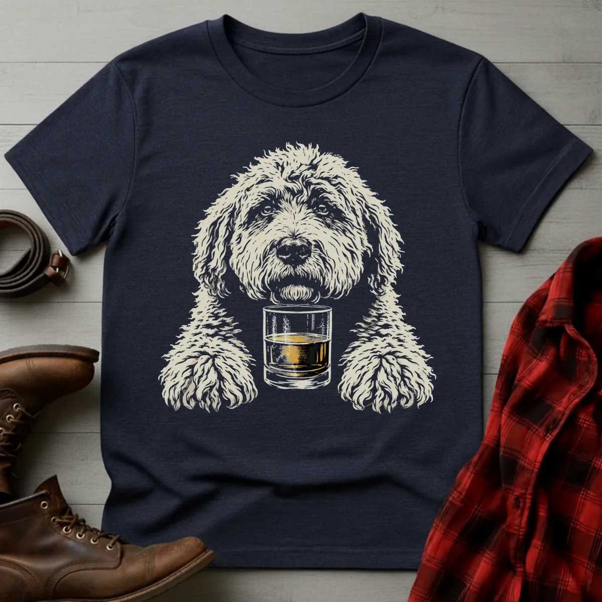 Whiskey Dog Labradoodle Grunge T-Shirt