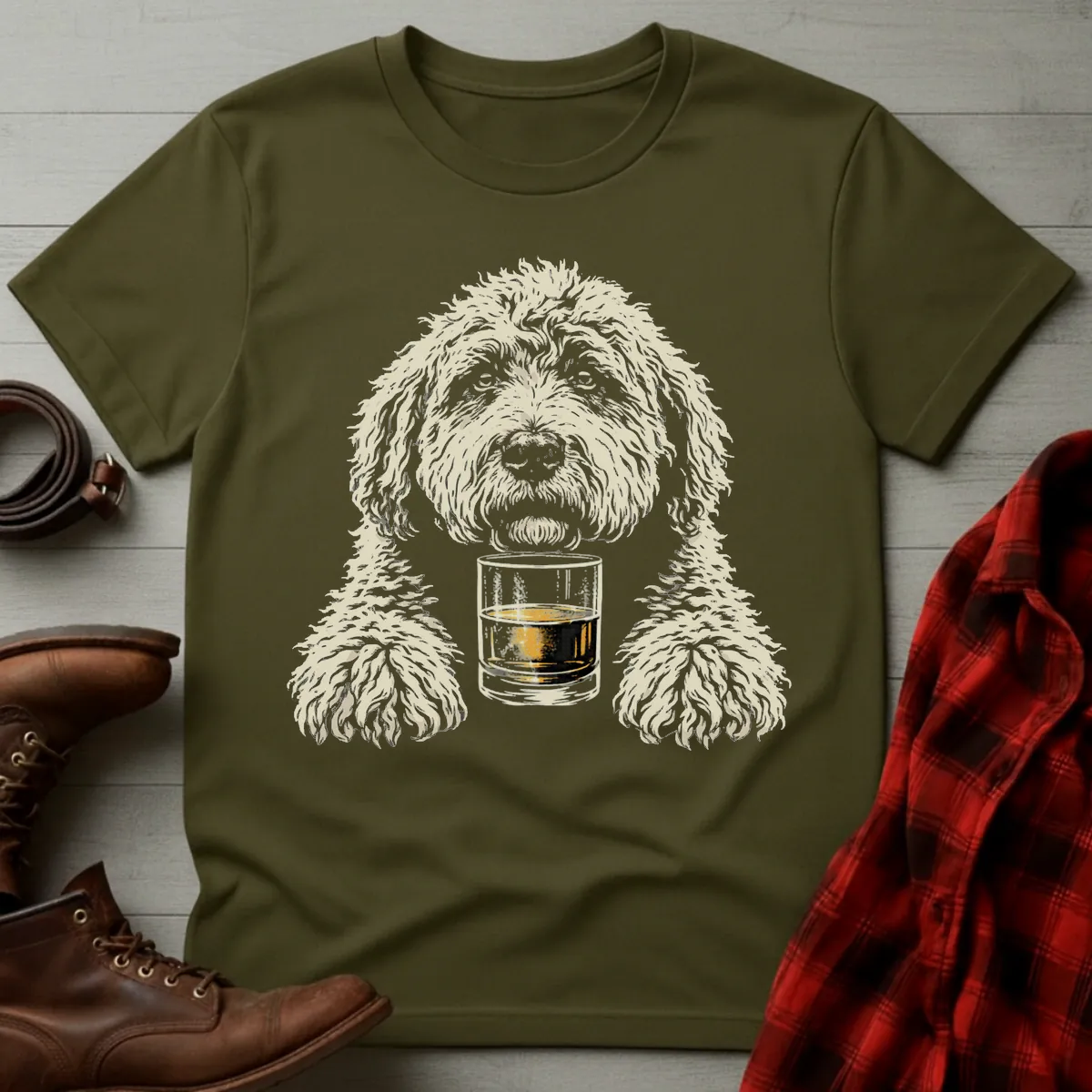 Whiskey Dog Labradoodle Grunge T-Shirt