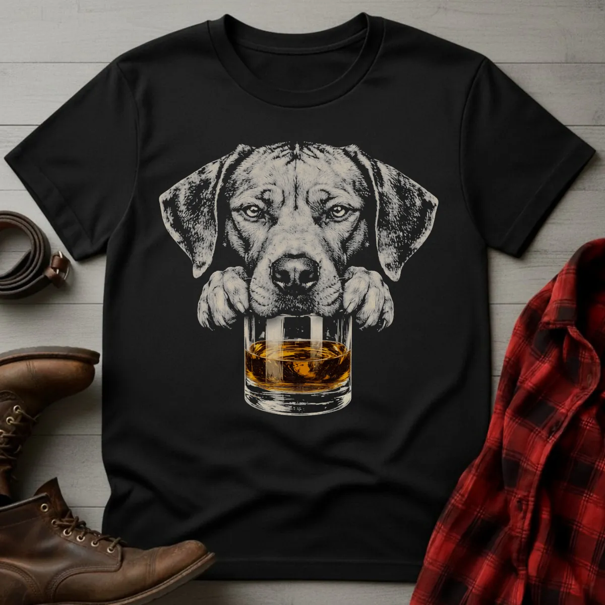 Whiskey Dog Rhodesian Ridgeback Grunge T-Shirt