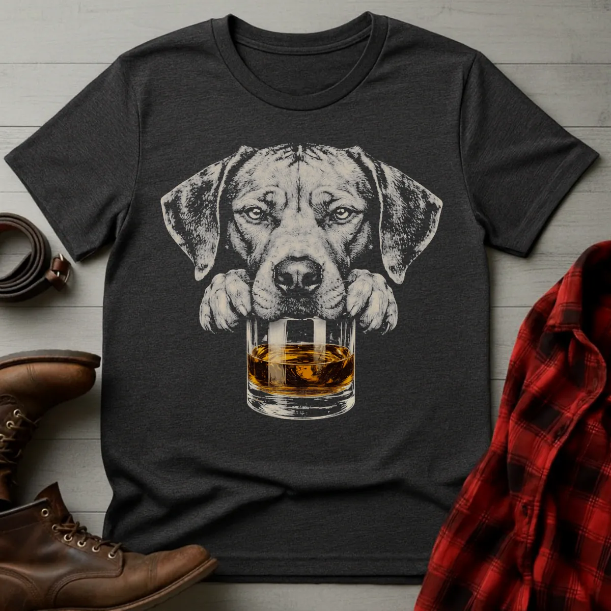 Whiskey Dog Rhodesian Ridgeback Grunge T-Shirt