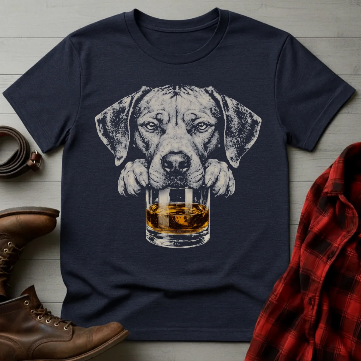 Whiskey Dog Rhodesian Ridgeback Grunge T-Shirt