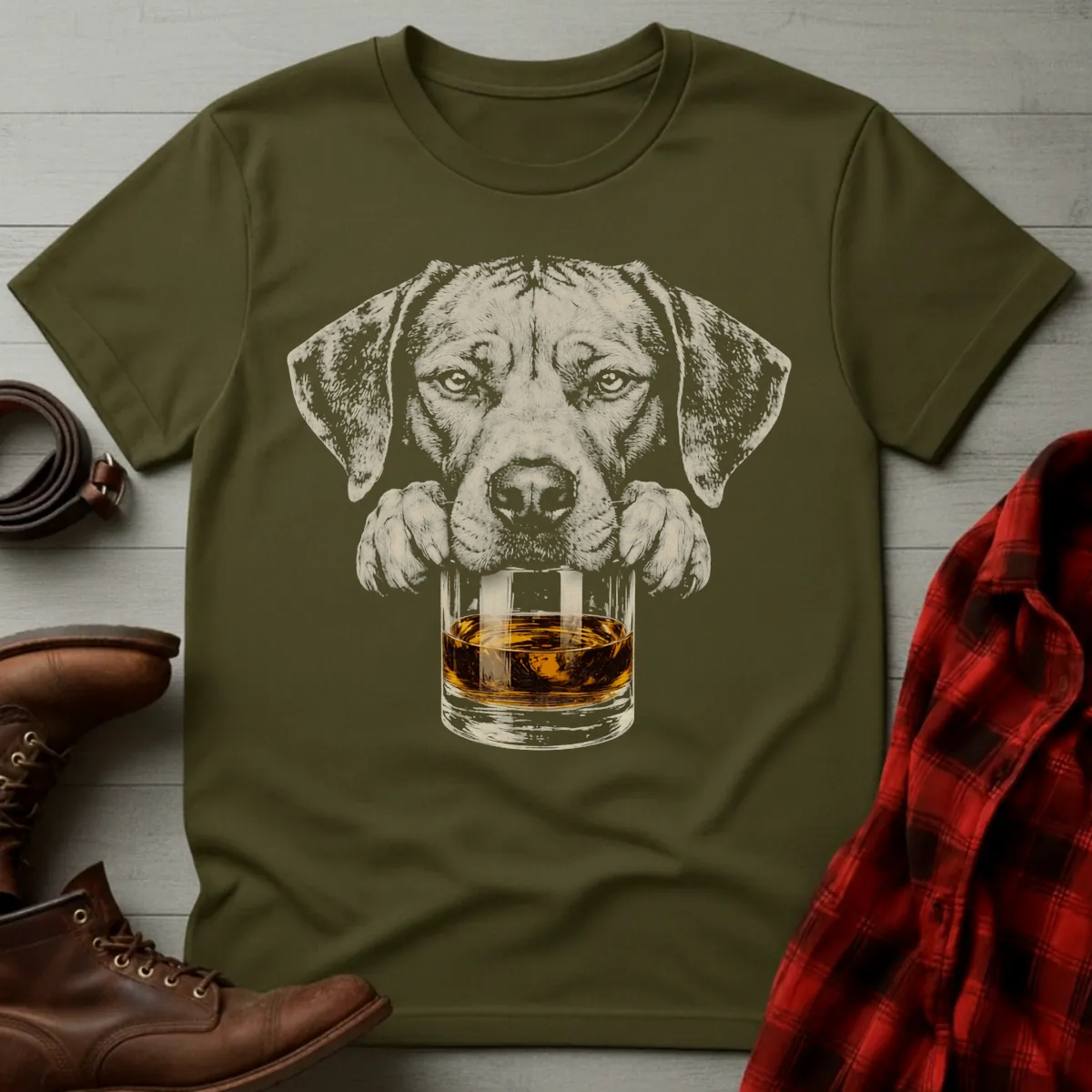 Whiskey Dog Rhodesian Ridgeback Grunge T-Shirt