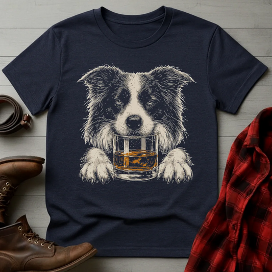 Whiskey Dog Border Collie Grunge T-Shirt