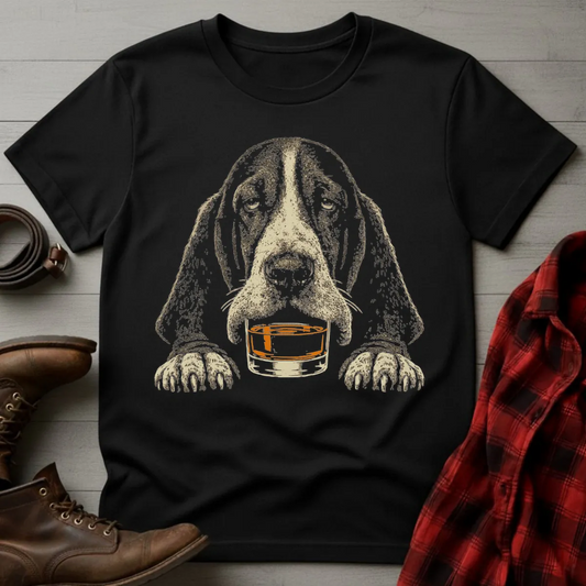 Whiskey Dog Basset Hound Grunge T-Shirt