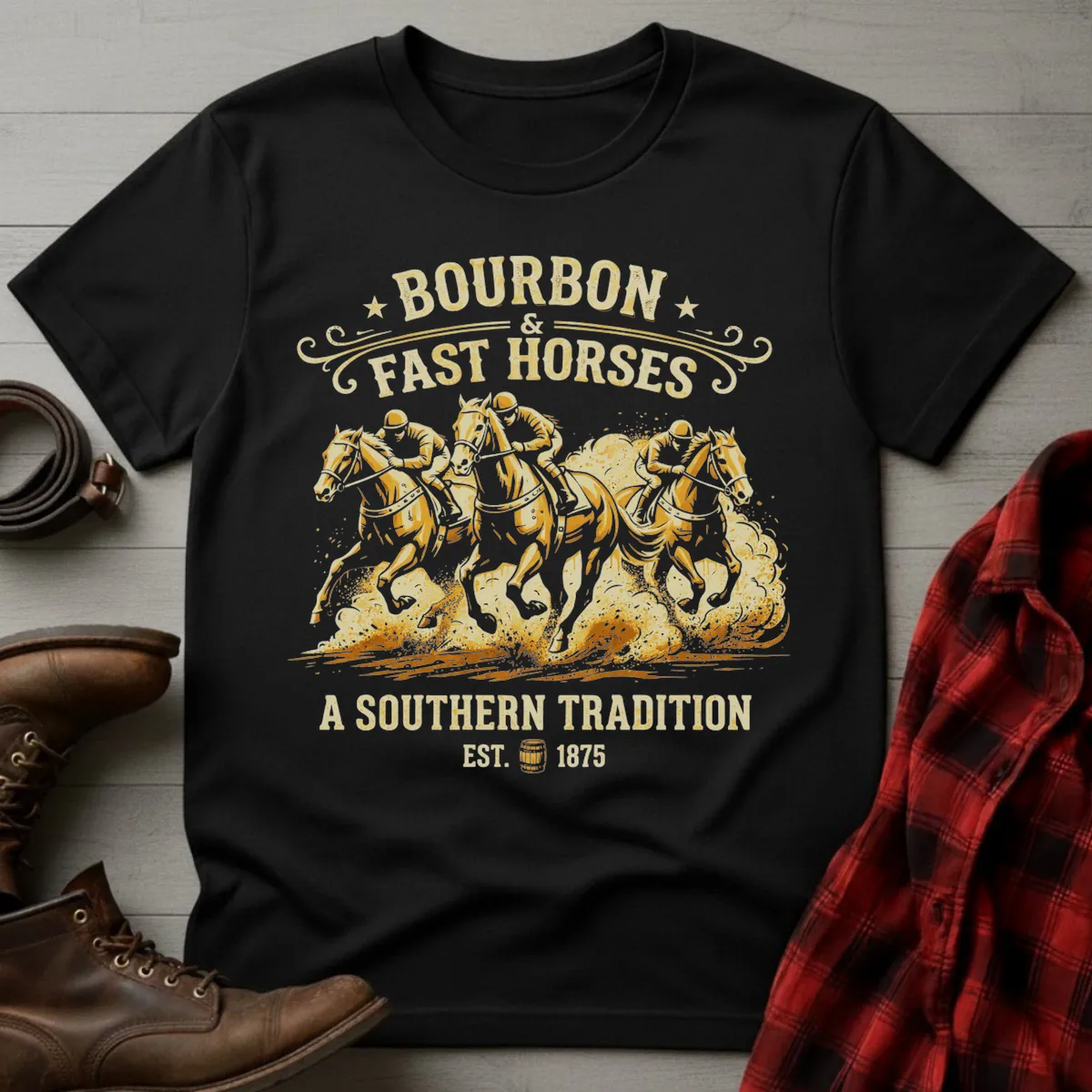 Bourbon and Fast Horses Tradition T-Shirt