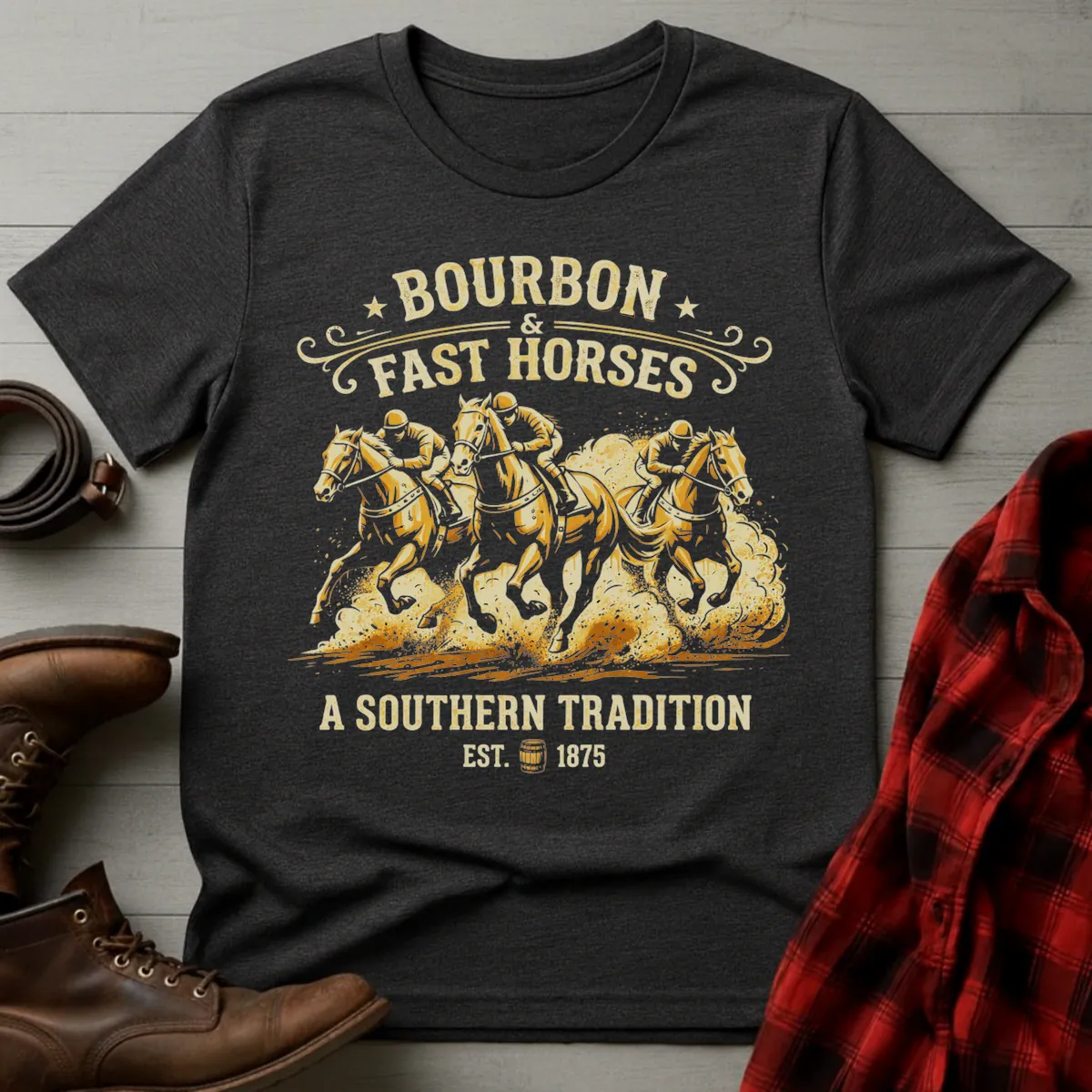 Bourbon and Fast Horses Tradition T-Shirt