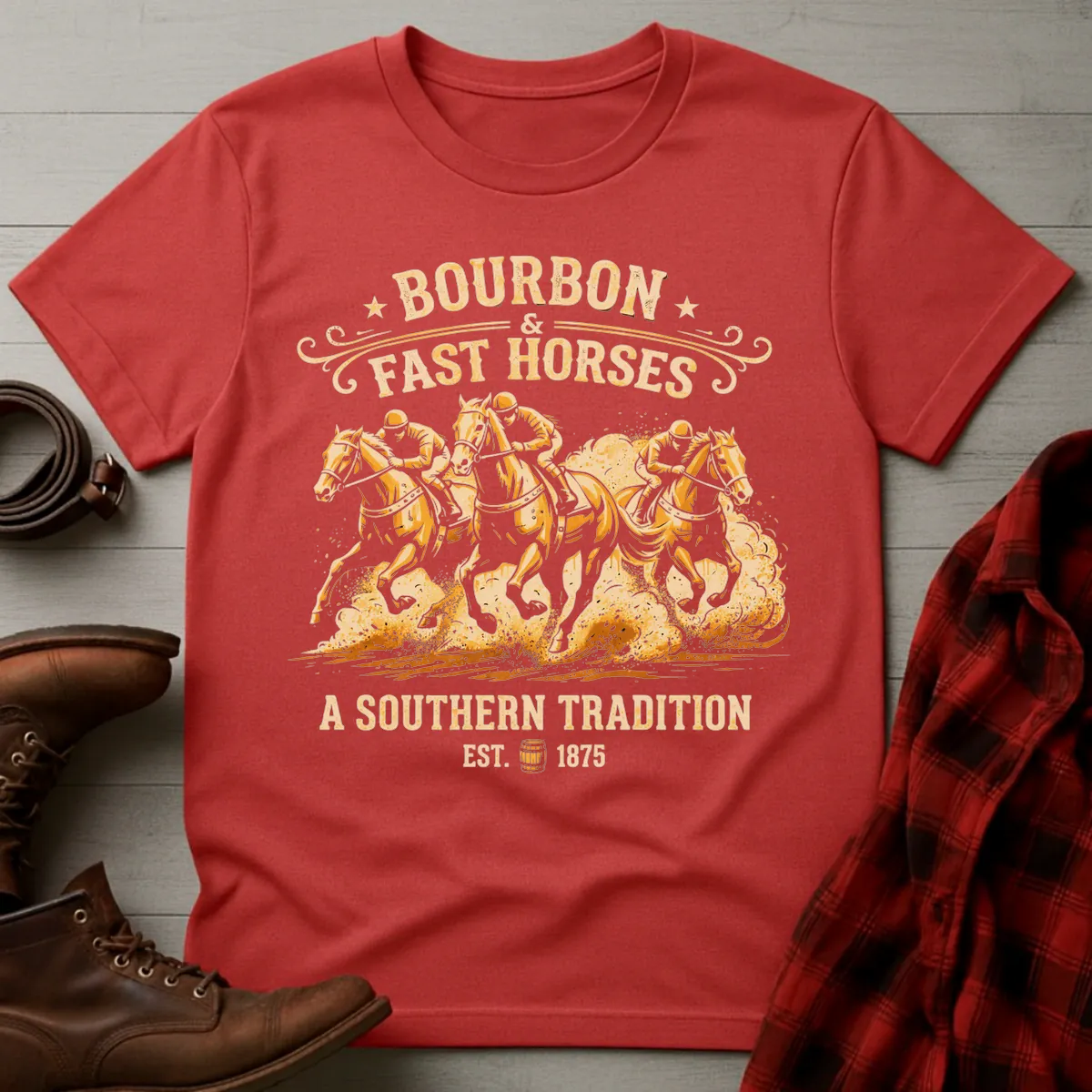 Bourbon and Fast Horses Tradition T-Shirt