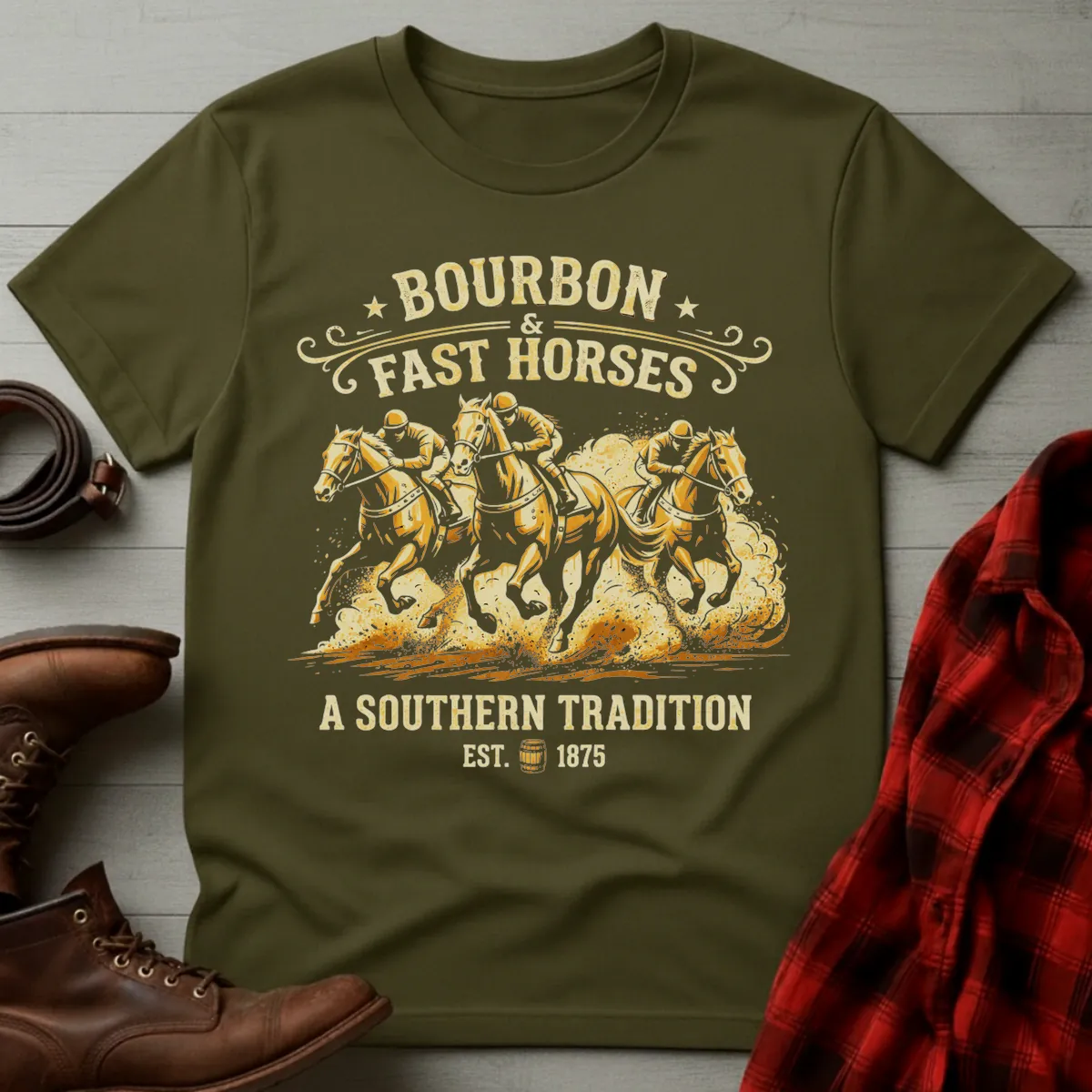 Bourbon and Fast Horses Tradition T-Shirt