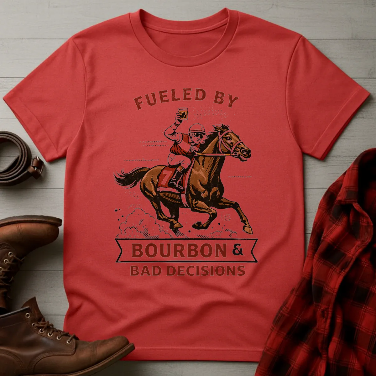 Fueled by Bourbon Bad Decisions Racing T-Shirt