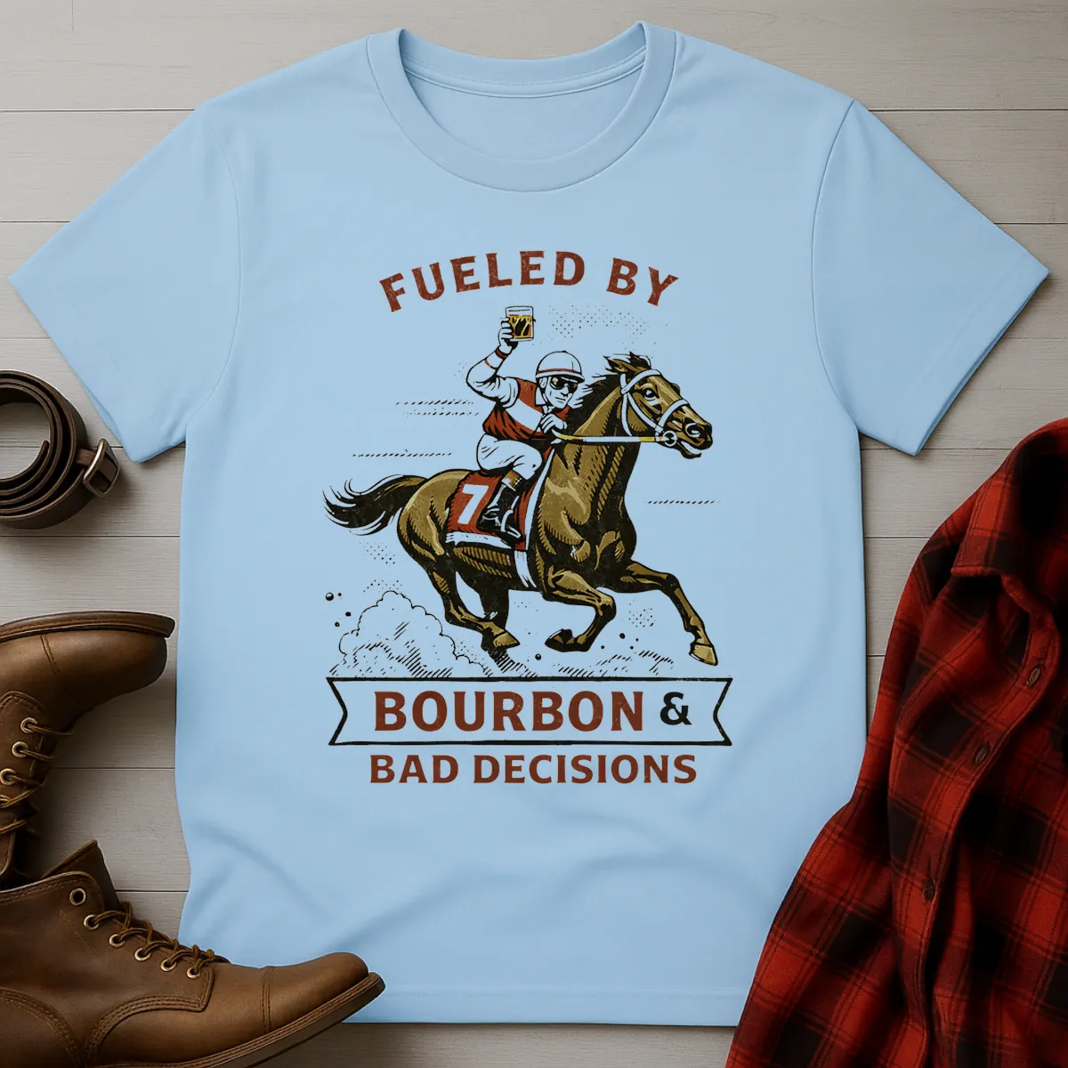 Fueled by Bourbon Bad Decisions Racing T-Shirt