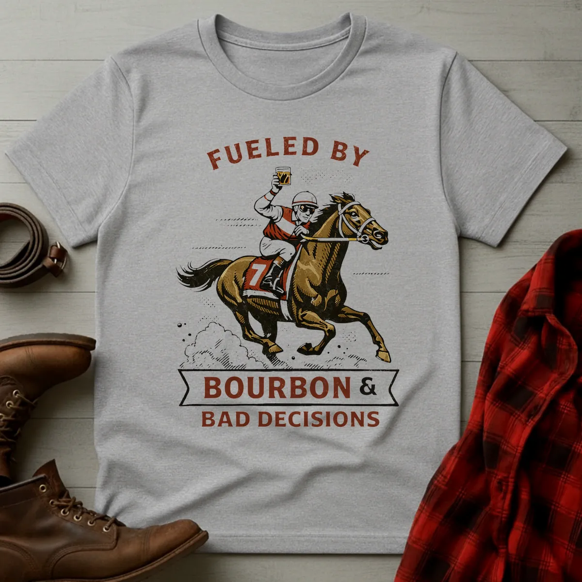Fueled by Bourbon Bad Decisions Racing T-Shirt