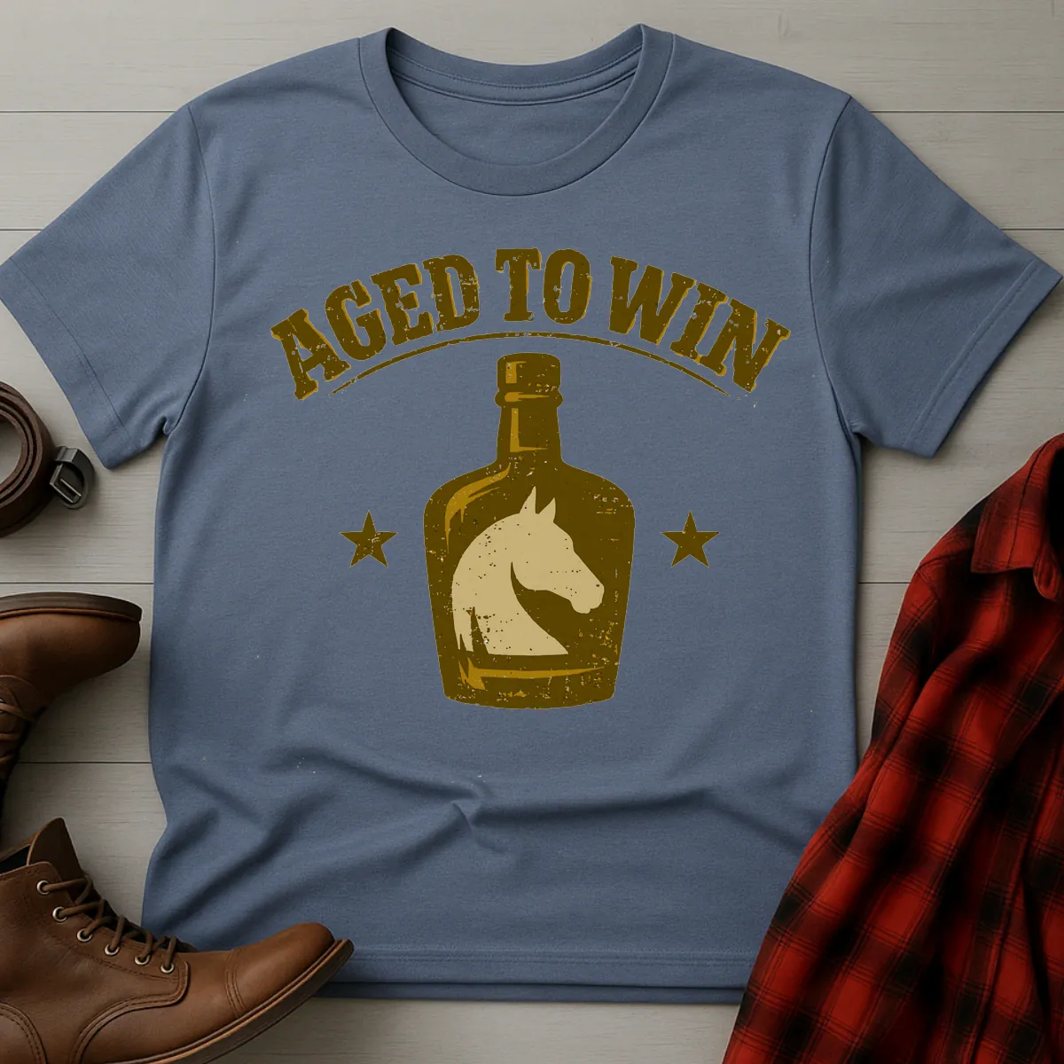 Aged to Win Bourbon Horse Bottle T-Shirt