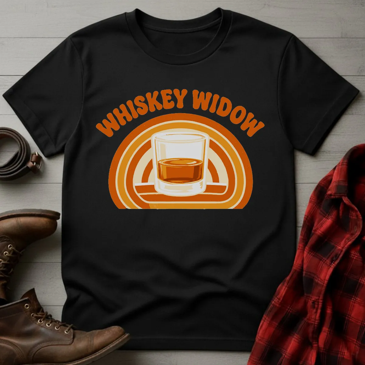 Whiskey Widow Retro Glass T-Shirt