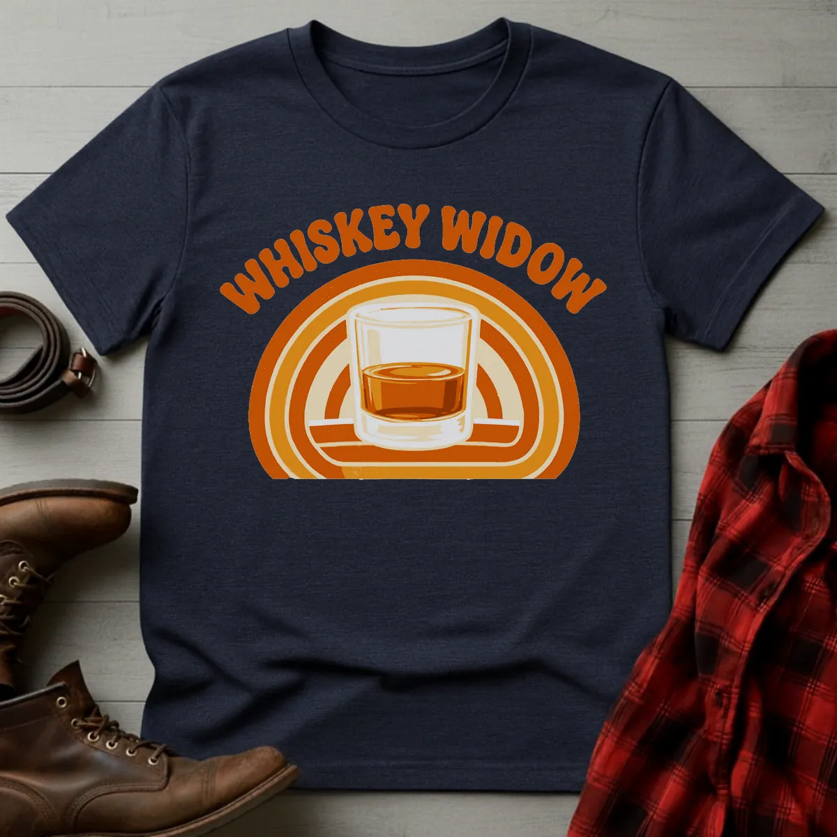 Whiskey Widow Retro Glass T-Shirt