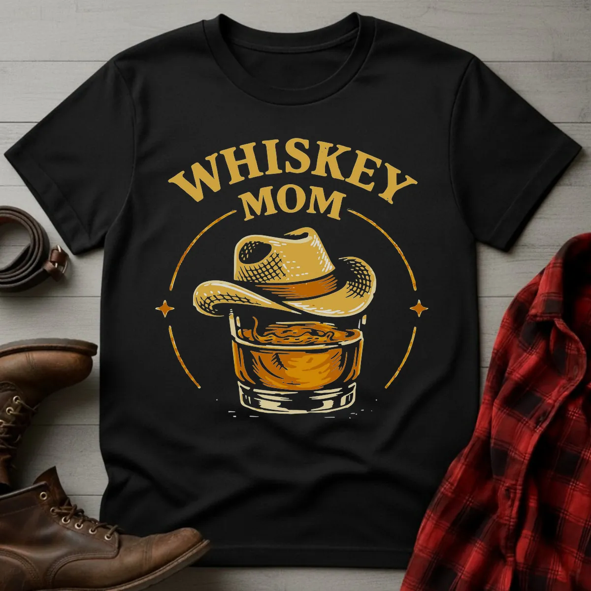 Whiskey Mom Cowgirl Glass T-Shirt