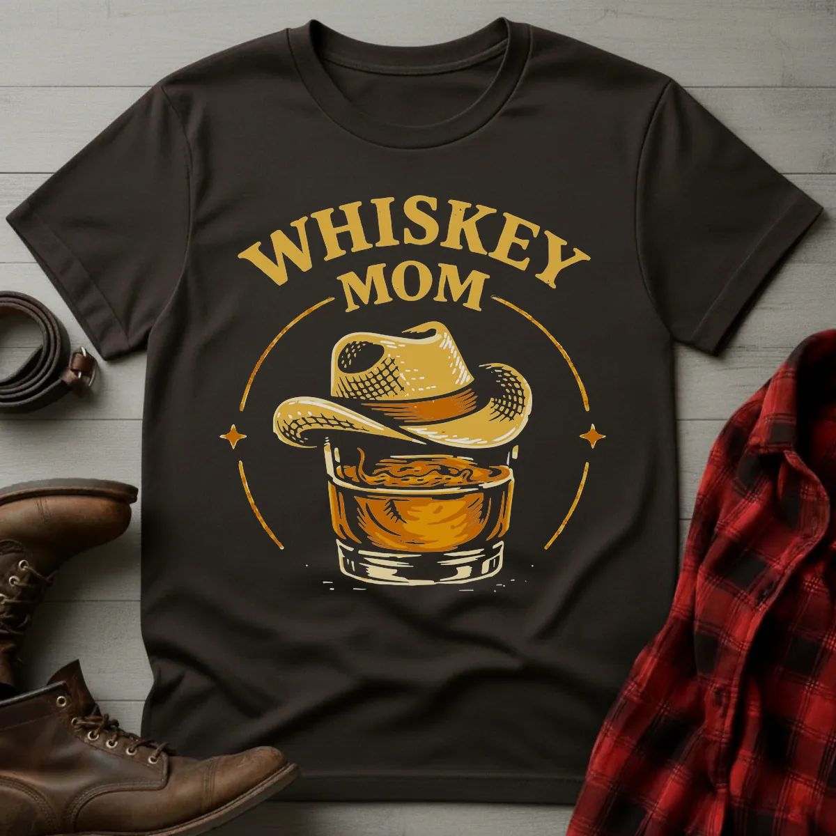 Whiskey Mom Cowgirl Glass T-Shirt