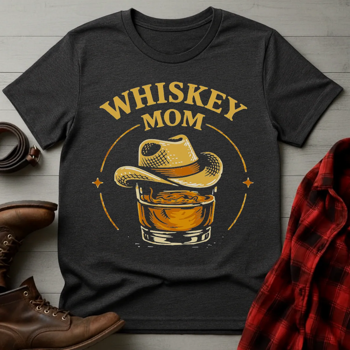 Whiskey Mom Cowgirl Glass T-Shirt