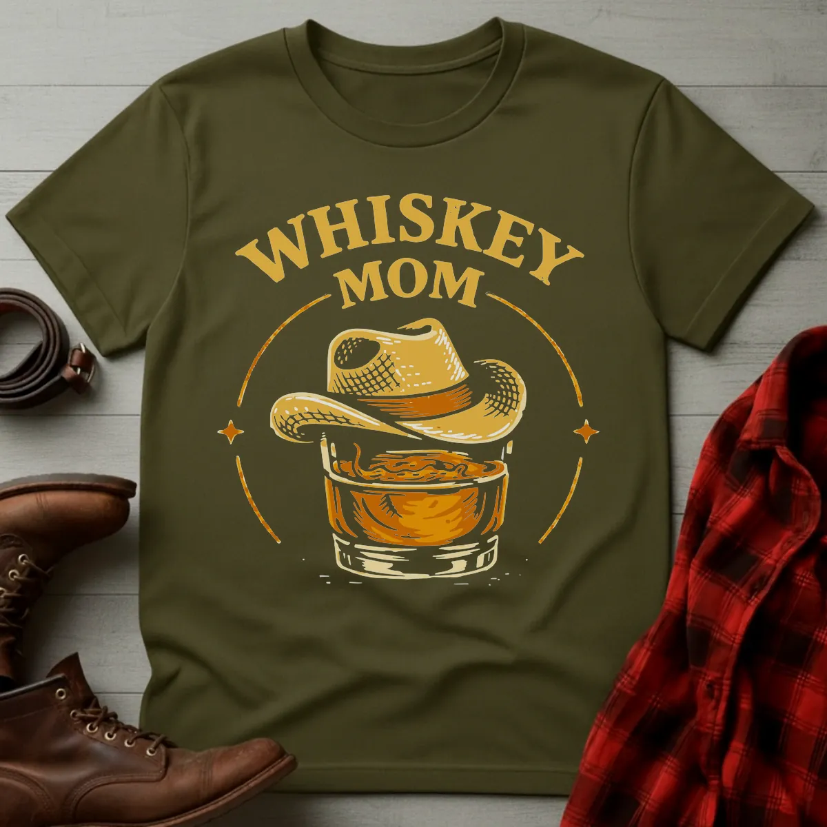 Whiskey Mom Cowgirl Glass T-Shirt