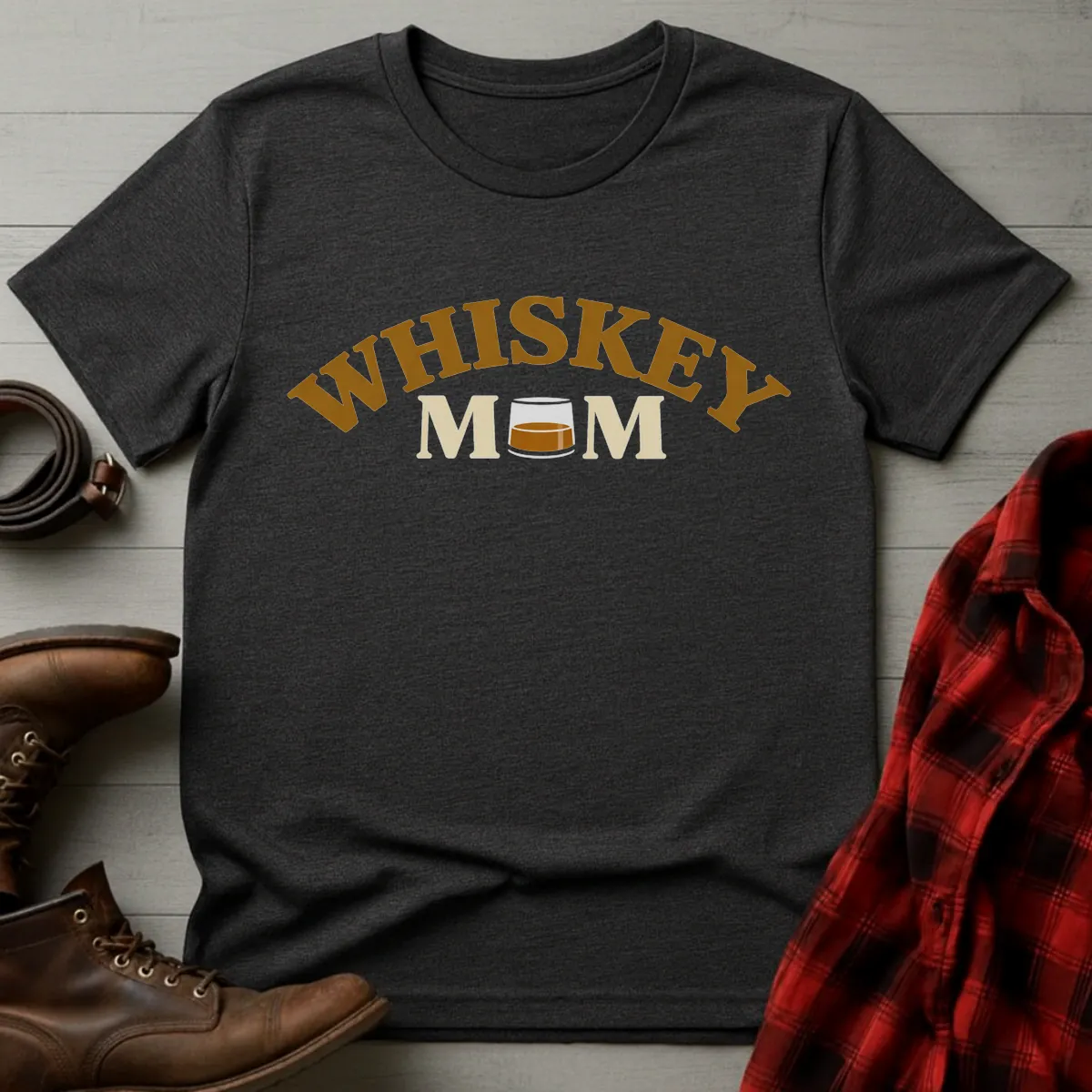 Whiskey Mom Glass Badge T-Shirt