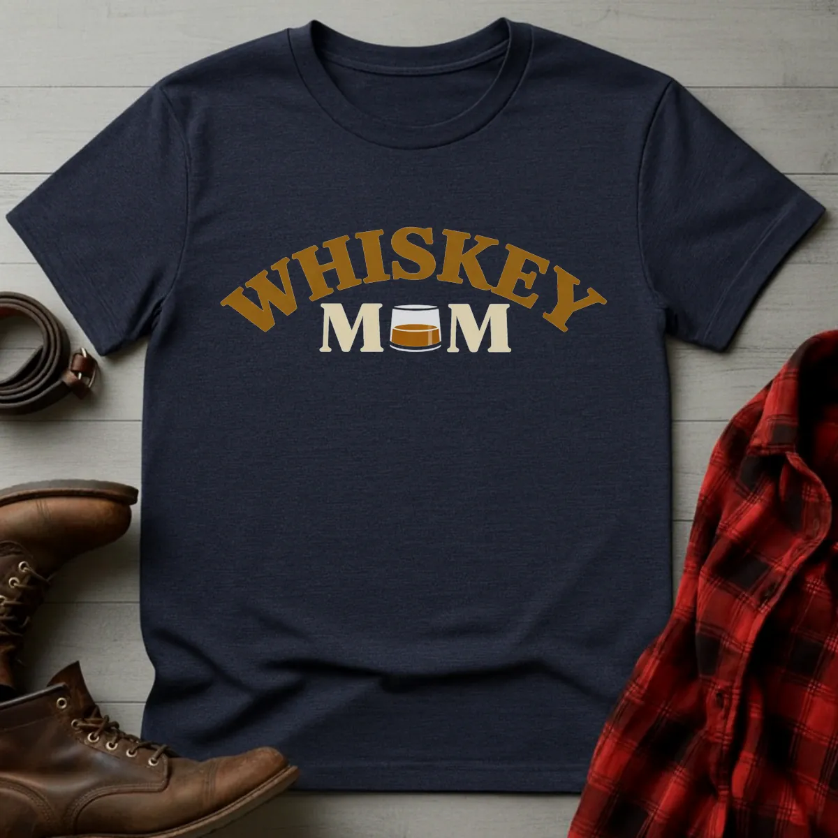 Whiskey Mom Glass Badge T-Shirt