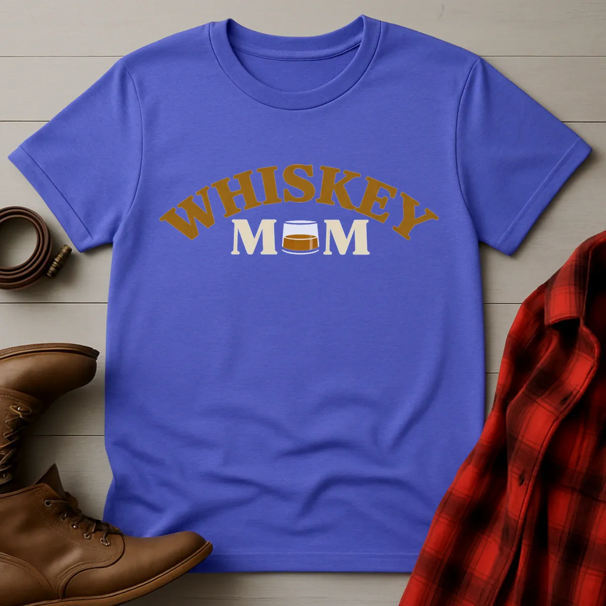 Whiskey Mom Glass Badge T-Shirt