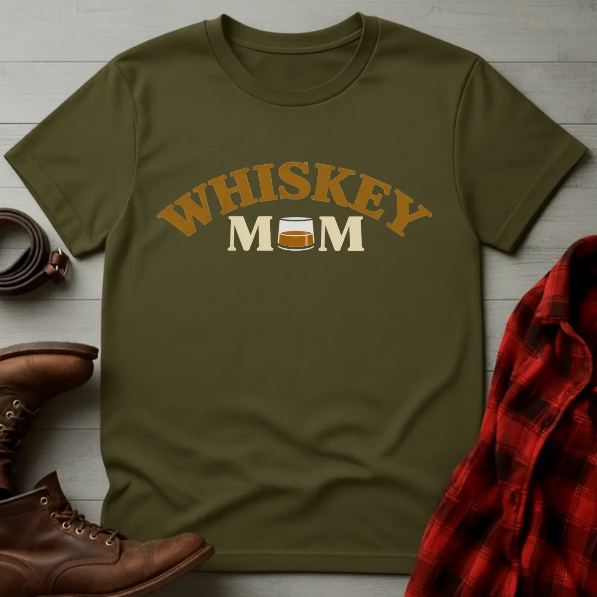 Whiskey Mom Glass Badge T-Shirt
