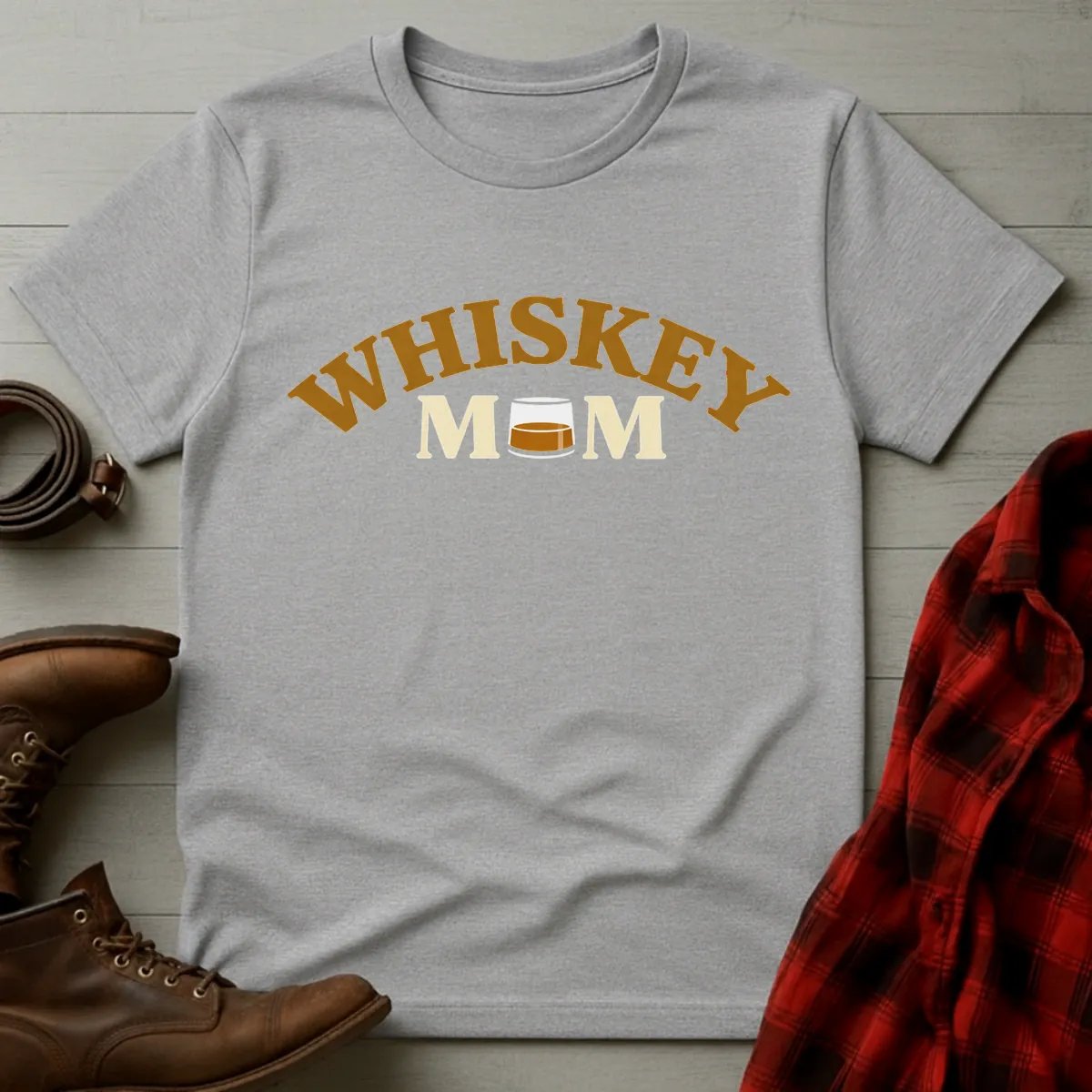 Whiskey Mom Glass Badge T-Shirt