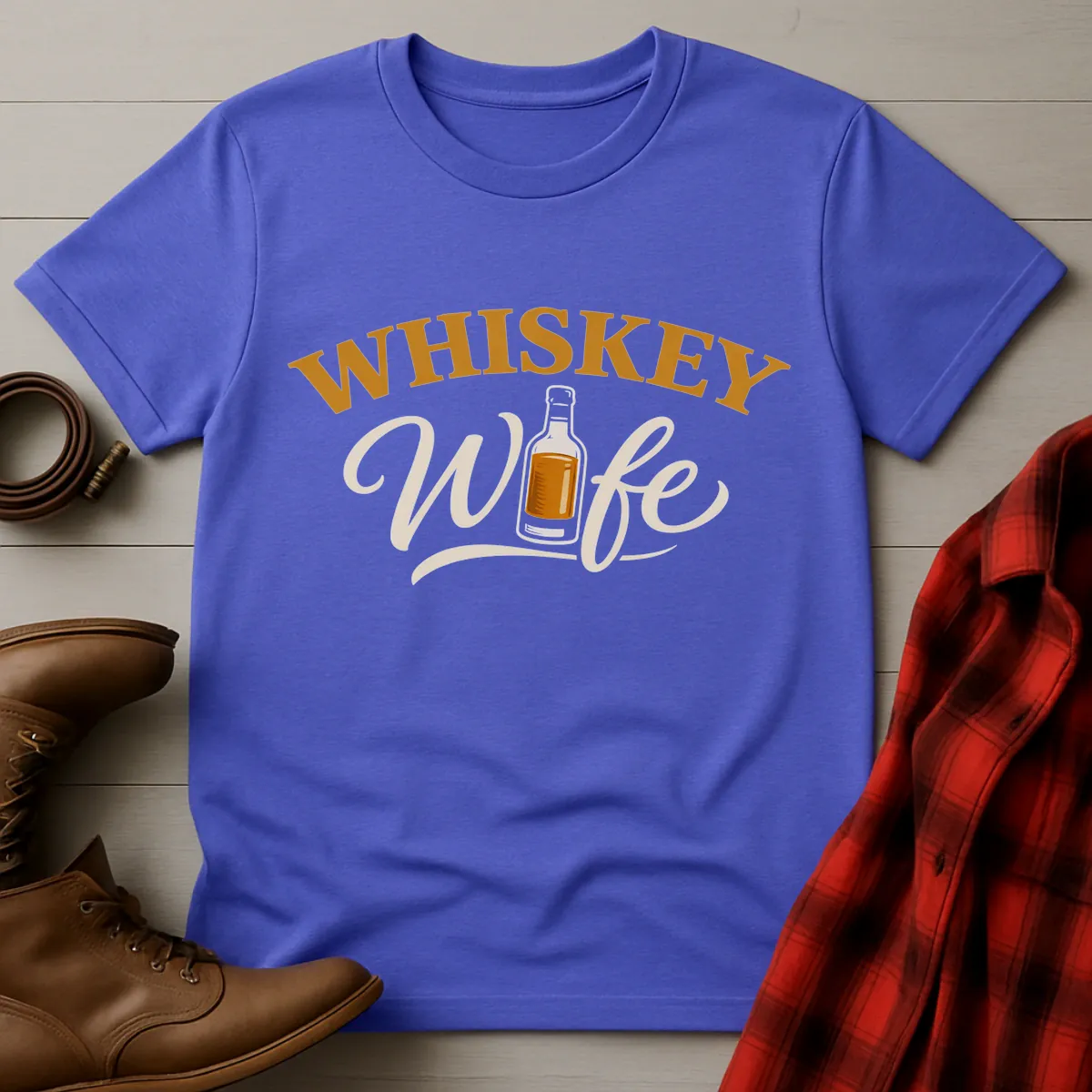 Whiskey Wife Bottle Script T-Shirt