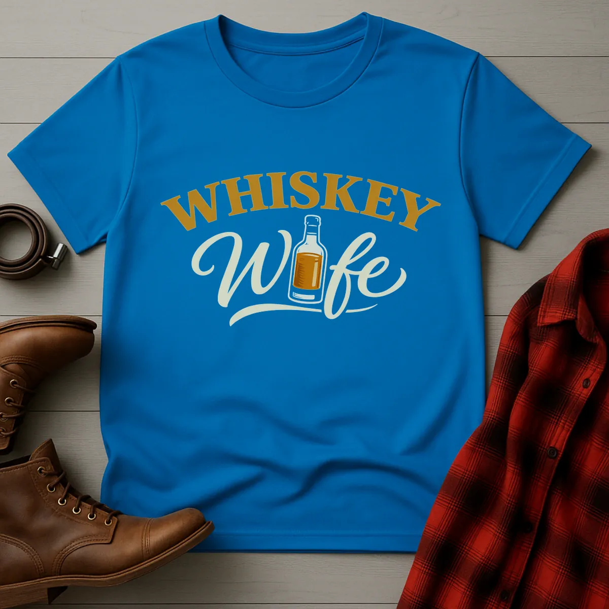 Whiskey Wife Bottle Script T-Shirt