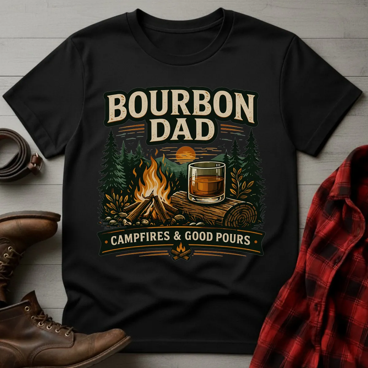 Bourbon Dad Campfires Good Pours T-Shirt
