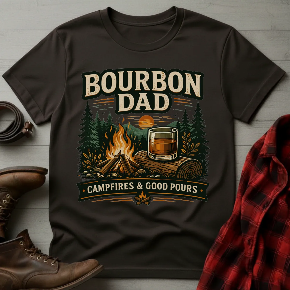 Bourbon Dad Campfires Good Pours T-Shirt